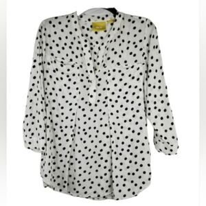 S MAEVE ANTHROPOLOGIE WHITE BLACK TUNIC TOP SMALL